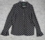 Lauren Ralph Lauren Size-1X Women's Shirt Long Sleeve Collared Top Black Plaid Photo 0