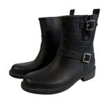 Sam Edelman Keigan Womens 8 Black Buckle Rubber Croc Embossed Rain Boots Photo 0