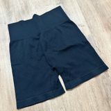 Woman's Black Ribbed Seamless High Waisted‎ Workout Yoga Biker Shorts, Size S Photo 0