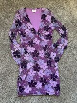 Le Lis Purple Floral Long-Sleeve Wrap Dress Photo 0