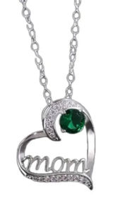 New‎ green gemstone silver plated rhinestone Mom heart necklace valentines gift Photo 0