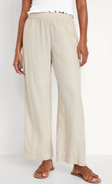NEW Old Navy High-Waisted Linen-Blend Wide-Leg Pants in Natural Linen - M Tall Photo 0