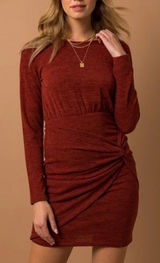 NEW Gilli Maroon Long Sleeve Twist Wrap Dress Women’s Medium Photo 0