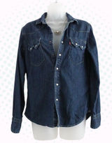 Levi's Western Dark-Wash Denim Slim Fit Snap Button Down Top Size S Photo 0