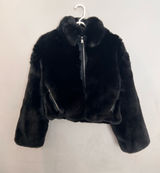 NWOT Alo Yoga Faux Fur Cropped Zippered Jacket W / Pockets Size Small Photo 0
