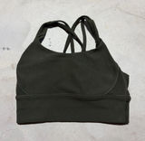 Lululemon energy longline bra Ribbed green olive sports bra 6 Photo 0