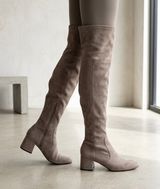 Nine West Felipe 2 Over the Knee Boot beige taupe block heel round toe size 6.5 Photo 0