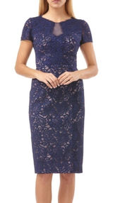 NWT J S‎ Collections Navy Lace Cocktail Dress Sz 2 Photo 0