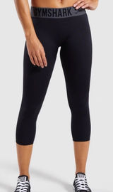 GYMSHARK | Women's Black Seamless Cropped Athleisure Leggings, Size L Photo 0