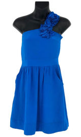 YUMI KIM Womens Blue Floral Ruffle‎ Mini Dress One Shoulder Size XS Photo 0