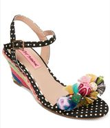 Betsey Johnson Koko Polka Dot Rainbow Wedge Sandal Heels Size 7 Photo 0