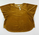 Madewell Blouse Womens L Gold Velvet Crew Neck Short Sleeve Stretch Dolman Top Photo 0