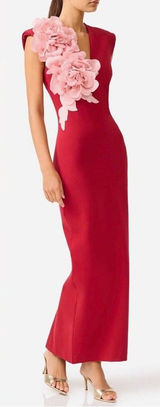 NEW Elliatt Zahara Floral Appliqué Sleeveless Red Midi Gown sz M Photo 0