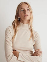 Madewell Shirt Womens 2XS Beige Mock Neck Semi Sheer Pullover Tee Top NN260 XXS Photo 0