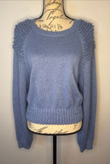 Anthropologie Mare Mare Cinched crew neck sweater with loop knit detail blue M Photo 0