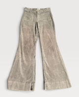 HM Women Olive Green Gray Corduroy High Waist Wide Leg Flare Pocket Pants 8 Photo 0