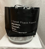 LA Trading Co Black “I Speak Fluent French” Large Tote Shoulder Bag NWT Photo 0