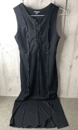 Wild Fable Womens S Black Ribbed Lace Up Front Maxi Dress Sleeveless Goth Emo Photo 0
