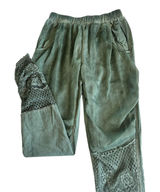 Pretty Angel Moss Green Linen Blend Pull On Tapered Pants Artsy Eclectic Medium Photo 0