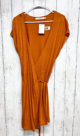 Women'Secret Dress Women Size 8 V-Neck Wrap Short Sleeve Midi Tie‎ Waist Detail Photo 0