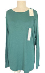 New A New Day Size XXL Green Ribbed Long Sleeve Top Crew Neck Photo 0
