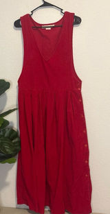 Vintage red corduroy vneck jumper with button detail Small Photo 0