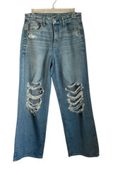American‎ Eagle Curvy Super High Rise Baggy Straight Jeans Sz 8 Photo 0