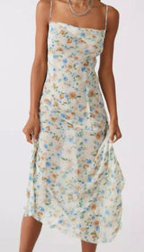 Urban Outfitters Priscilla Seamed Floral Midi Dress Medium Shear Coquette Photo 0