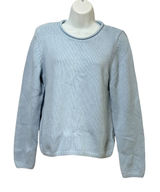 Gap Women Light Blue 100% Cotton Shaker Knit Crew Neck Sweater Size Medium Photo 0