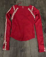 Free People Red Long Sleeve Top with white accents Photo 0