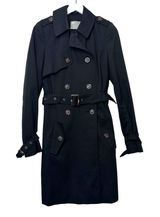 ASOS Black Double-Breasted Belted Trench Coat Size 4 (US) Photo 0