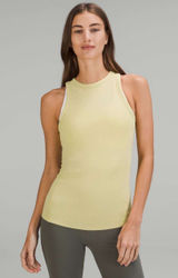 NWT Lululemon Hold Tight Tank Top Finch Yellow Size 2 Ribbed Crew High Neck Photo 0