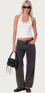Raelynn Edikted Black Low-Rise Jeans Washed Photo 0