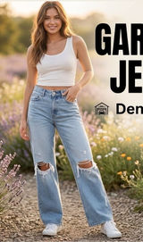 Garage High Waisted Wide Leg Distressed Denim Jeans Light Wash Blue Size 25" Photo 0