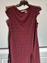 Kathie Lee Collection Red Black All Over Print Asymmetrical Cap Sleeve‎ Dress XL Photo 0