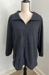 LL Bean Womens XL Full Zip Fleece Jacket Black Outdoor Gorpcore Granola Hiking Photo 0
