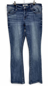 Buckle Daytrip Virgo Bootcut Jeans Mid Rise Curvy Embellished Pockets 32 LONG Photo 0