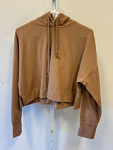 AS Revival Tan Brown Cropped Hoodie Sweatshirt Thumbholes Small Athleisure Photo 0