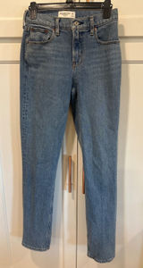 Abercrombie & Fitch Curve Love The 90s Straight Mid Rise Jeans Blue 25 Long boho Photo 0