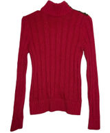 Lauren Ralph Lauren Jeans Turtleneck Sweater Ribbed Knit Fitted Red Petite M Photo 0