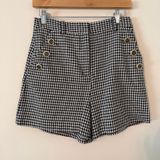 Zara Houndstooth High Waisted Sailor Style Shorts Old Money Quiet Luxury Sz Med‎ Photo 0