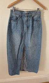 Denim Forum Aritzia The 90s Vintage Maxi Jean Skirt Light Wash Blue Size 26 Photo 0