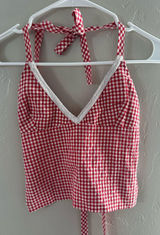 Red Gingham Edikted Top Photo 0