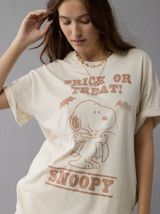 American Eagle Snoopy Oversized Halloween Trick or Treat Graphic Tee XS/S Photo 0