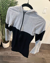 Women’s Two-Tone Gray and Black Hoodie Sweater Photo 0