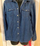 American Eagle Long Sleeve Jean Button Up Shirt Photo 0