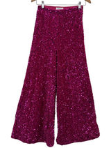 Faeriesty Pants Womens Small Pink Sequin High Waisted Flare Leg Party Trousers Photo 0