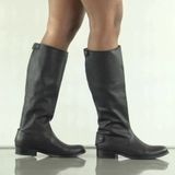Frye Melissa Button Back Riding Boots Black Leather Knee High Equestrian Sz 7 Photo 0