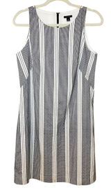 Ann Taylor Black & Cream Striped Sleeveless Sheath Shift Dress Size 6 EUC Photo 0