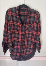 Zara Womens Plaid Button Shirt Top‎ Premium Denim Collection Red XS Photo 0